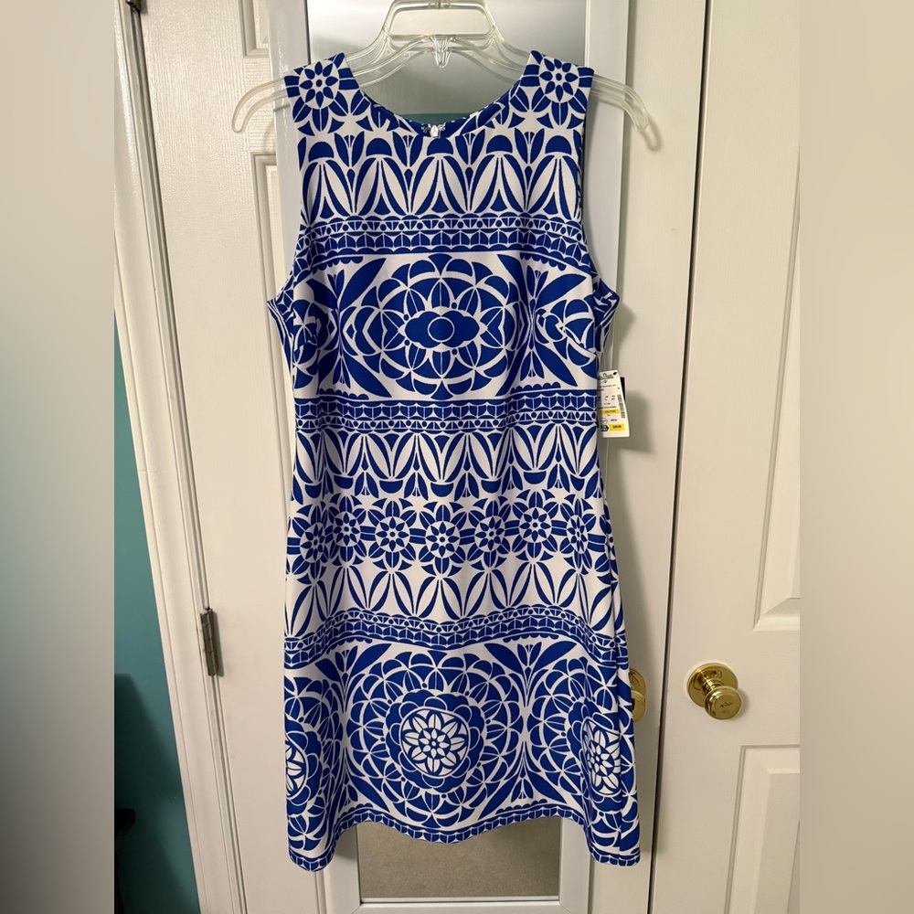 Blue and White Print Dress